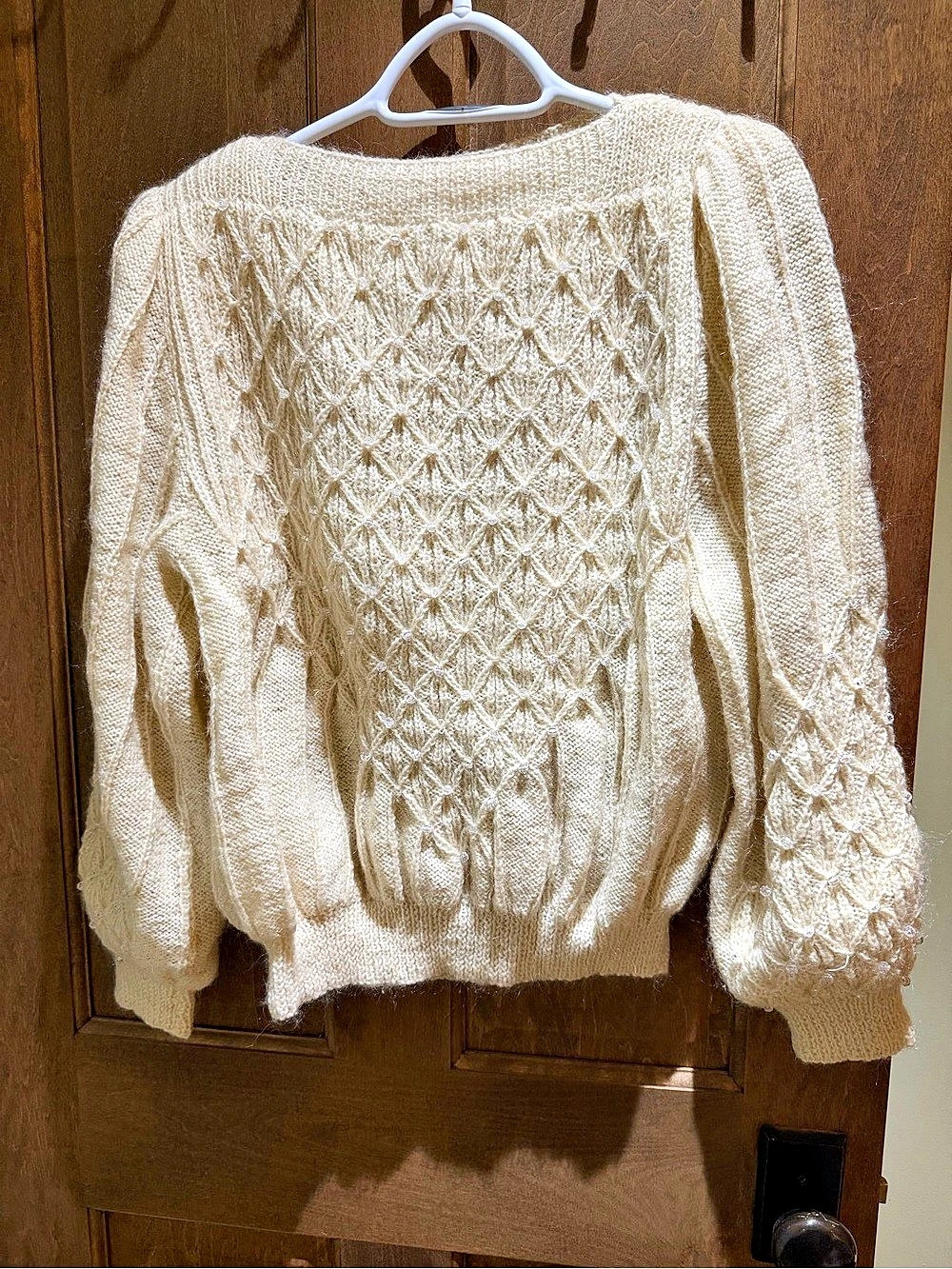 Cream Geometric Knit Sweater